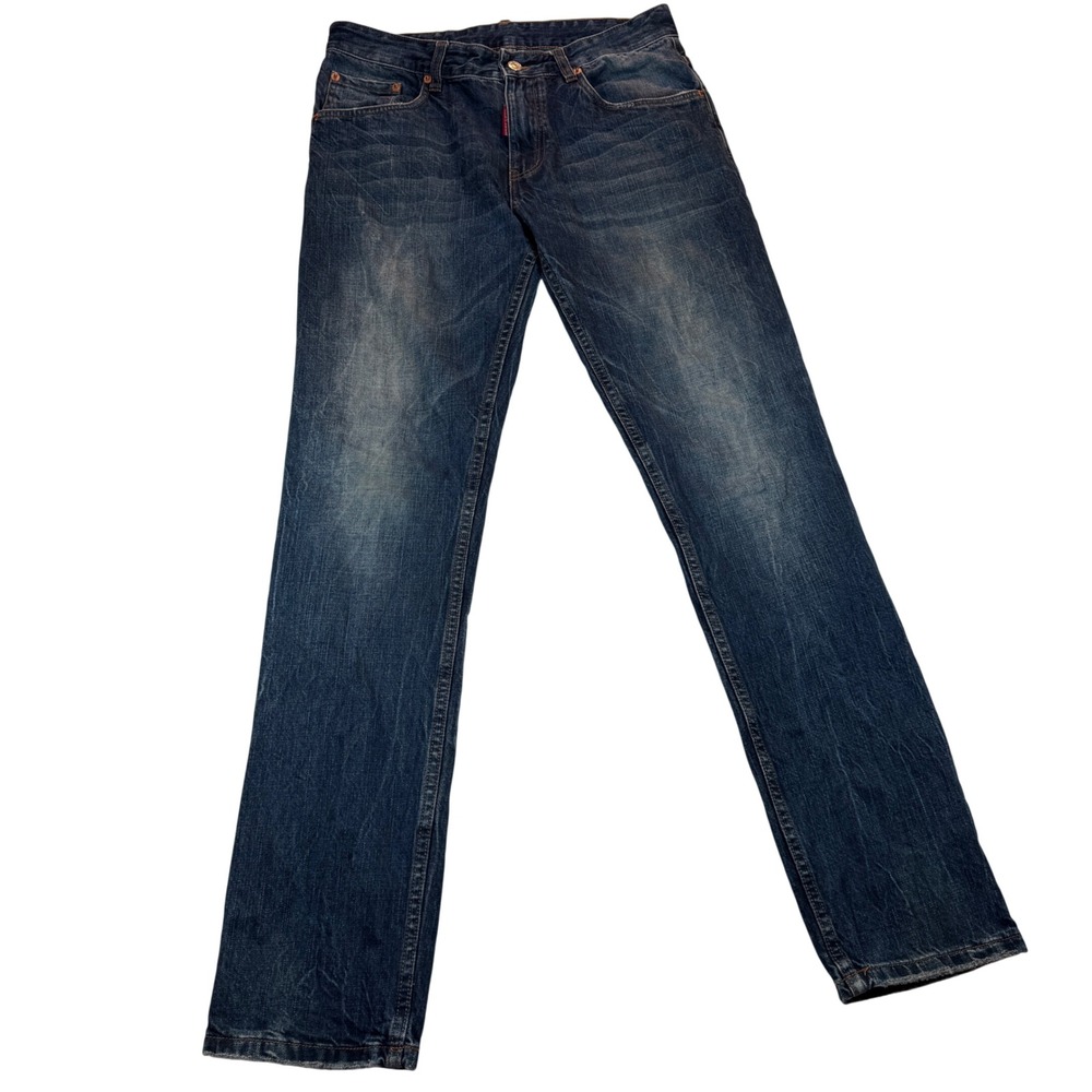 Dsquared2 Classic Fashion Jeans Mens 34 Dark Wash Straight Leg Denim Blue